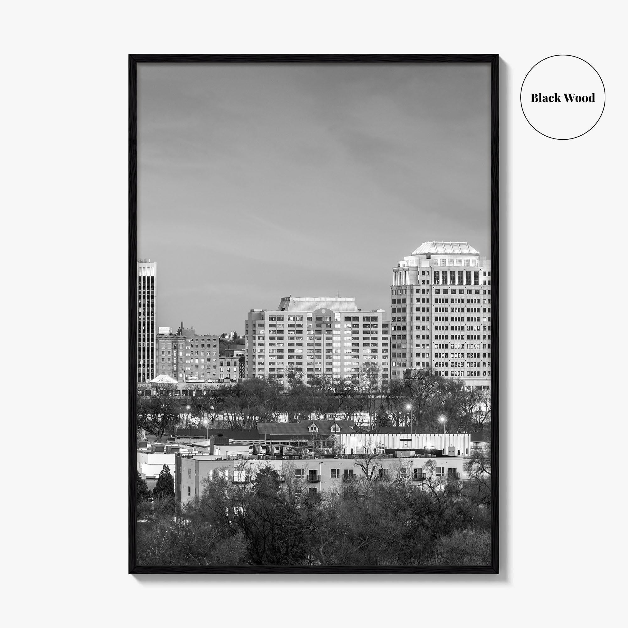 Colorado Springs Skyline Black and White Fine Art Photo Print, City Poster, CO USA