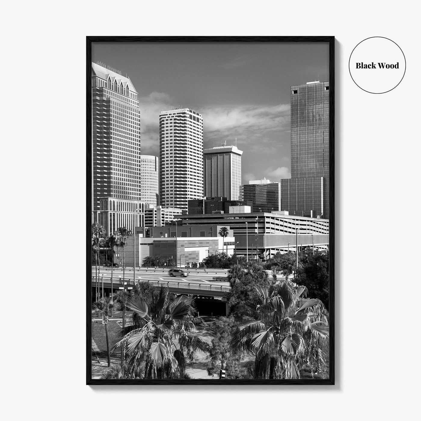 Tampa Skyline Black and White Fine Art Photo Print, Florida, Riverwalk, Wall Decor, Poster