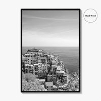 Cinque Terre Black and White Fine Art Photo Print, Manarola, Liguria Italy, Wall Poster