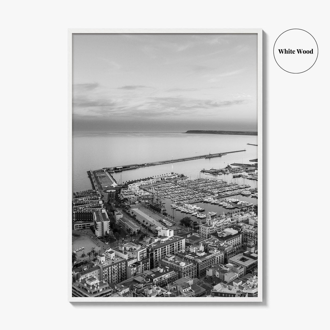 Alicante Black and White Fine Art Photo Print, Port Wall Poster, Costa Blanca Spain