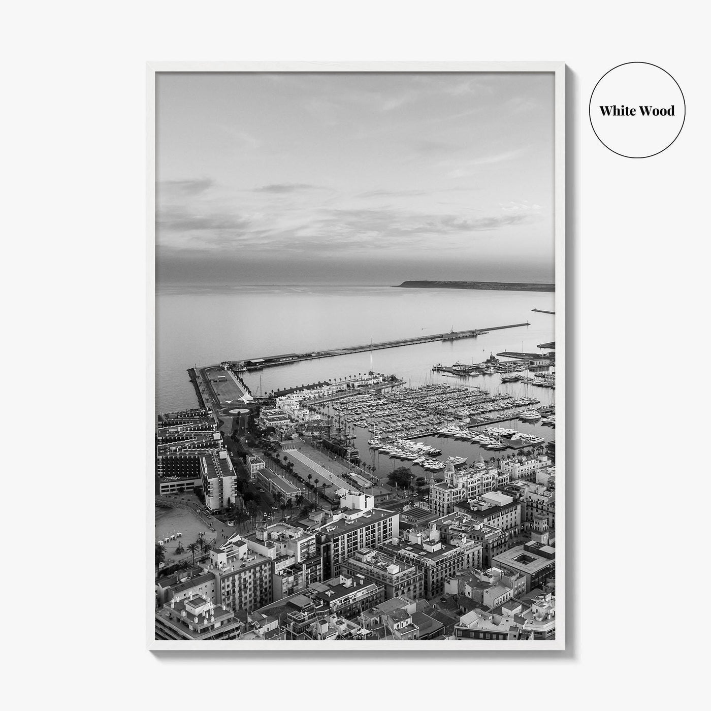 Alicante Black and White Fine Art Photo Print, Port Wall Poster, Costa Blanca Spain