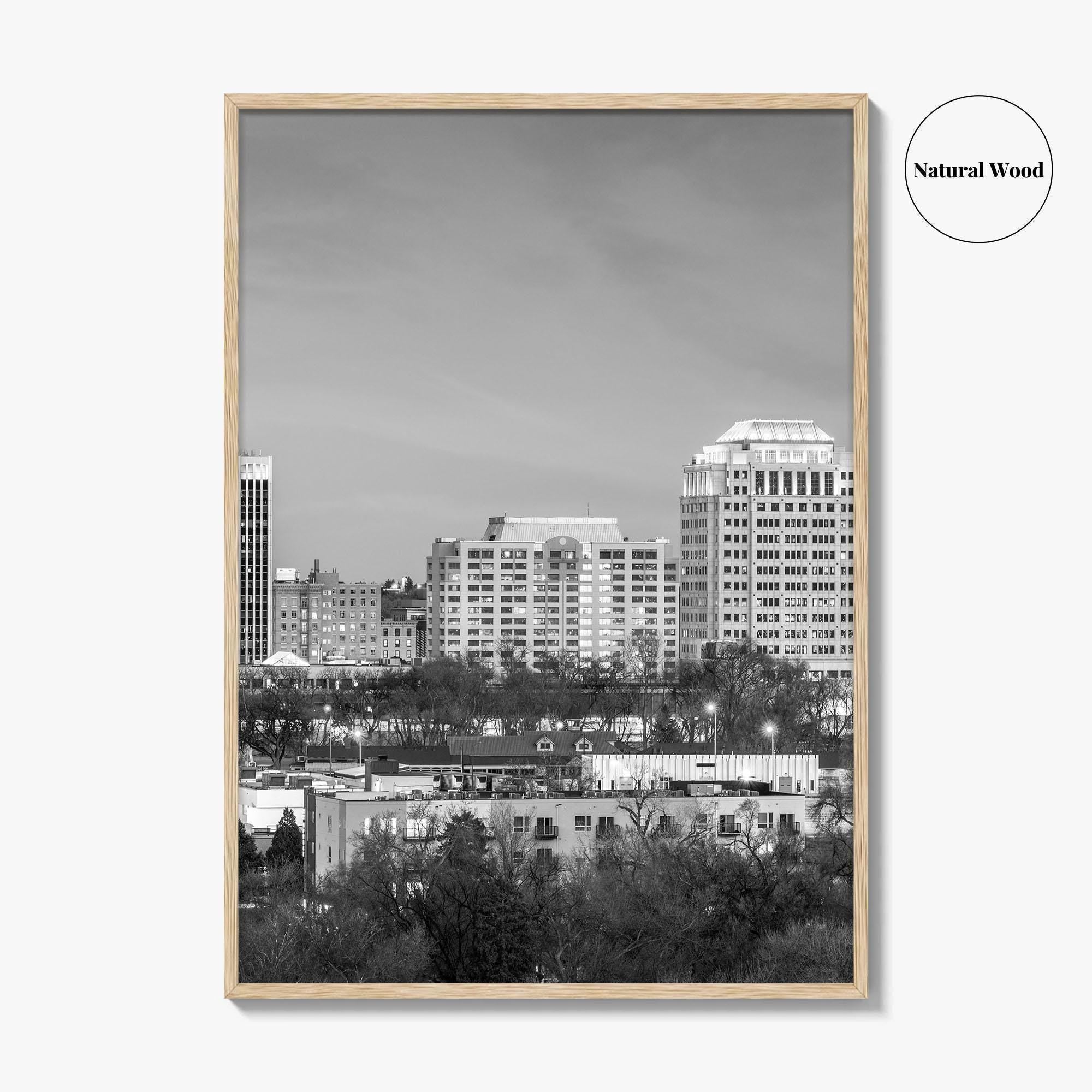 Colorado Springs Skyline Black and White Fine Art Photo Print, City Poster, CO USA