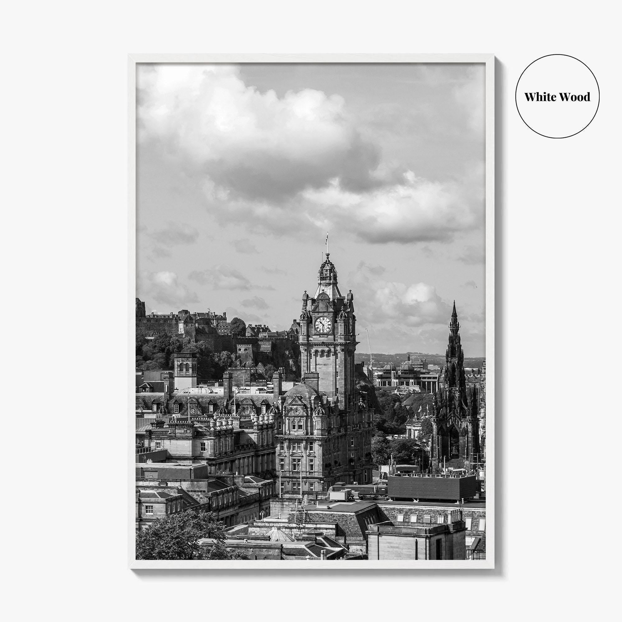 Edinburgh Skyline Black and White Fine Art Photo Print, Scotland, Calton Hill Poster