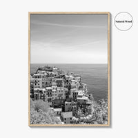Cinque Terre Black and White Fine Art Photo Print, Manarola, Liguria Italy, Wall Poster
