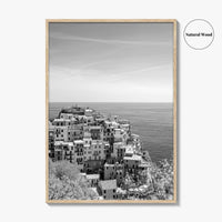 Cinque Terre Black and White Fine Art Photo Print, Manarola, Liguria Italy, Wall Poster