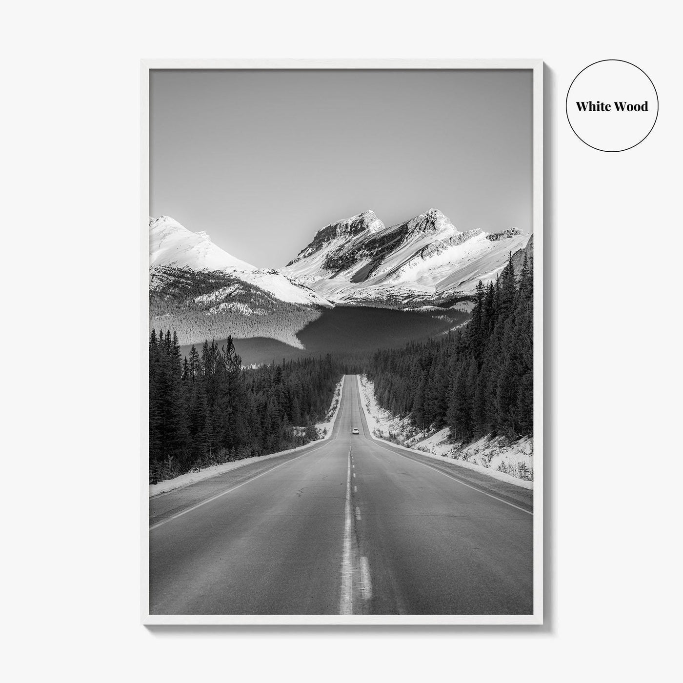 Banff Black and White Fine Art Photo Print, Canadian Rockies Mountain Road, Alberta Poster