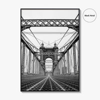 Cincinnati Black and White Fine Art Photo Print, John Roebling Bridge, Ohio Poster