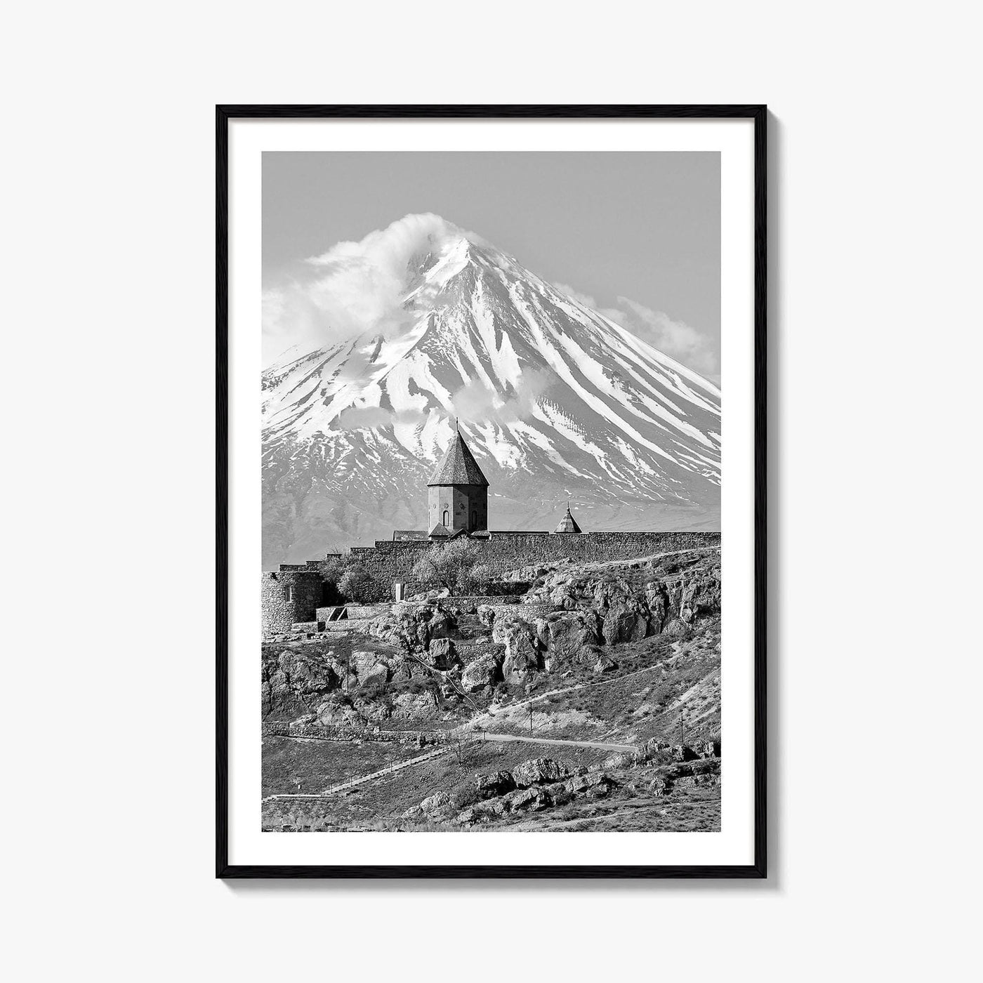 Armenia Black and White Fine Art Photo Print, Khor Virap Monastery, Mount Ararat Poster