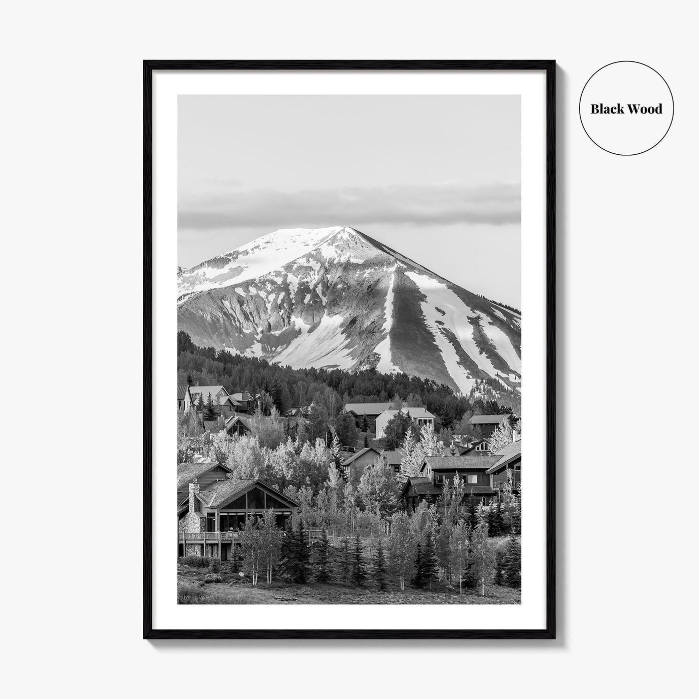 Mount Crested Butte Black and White Fine Art Photo Print, Colorado Poster