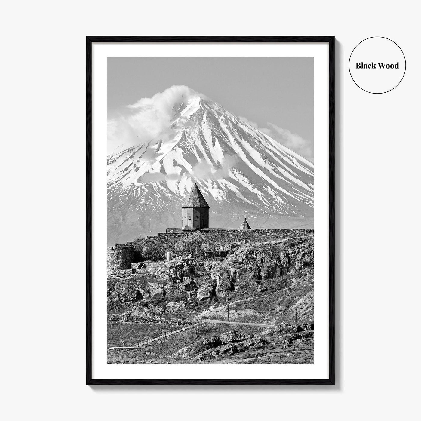Armenia Black and White Fine Art Photo Print, Khor Virap Monastery, Mount Ararat Poster