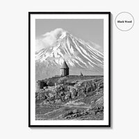 Armenia Black and White Fine Art Photo Print, Khor Virap Monastery, Mount Ararat Poster