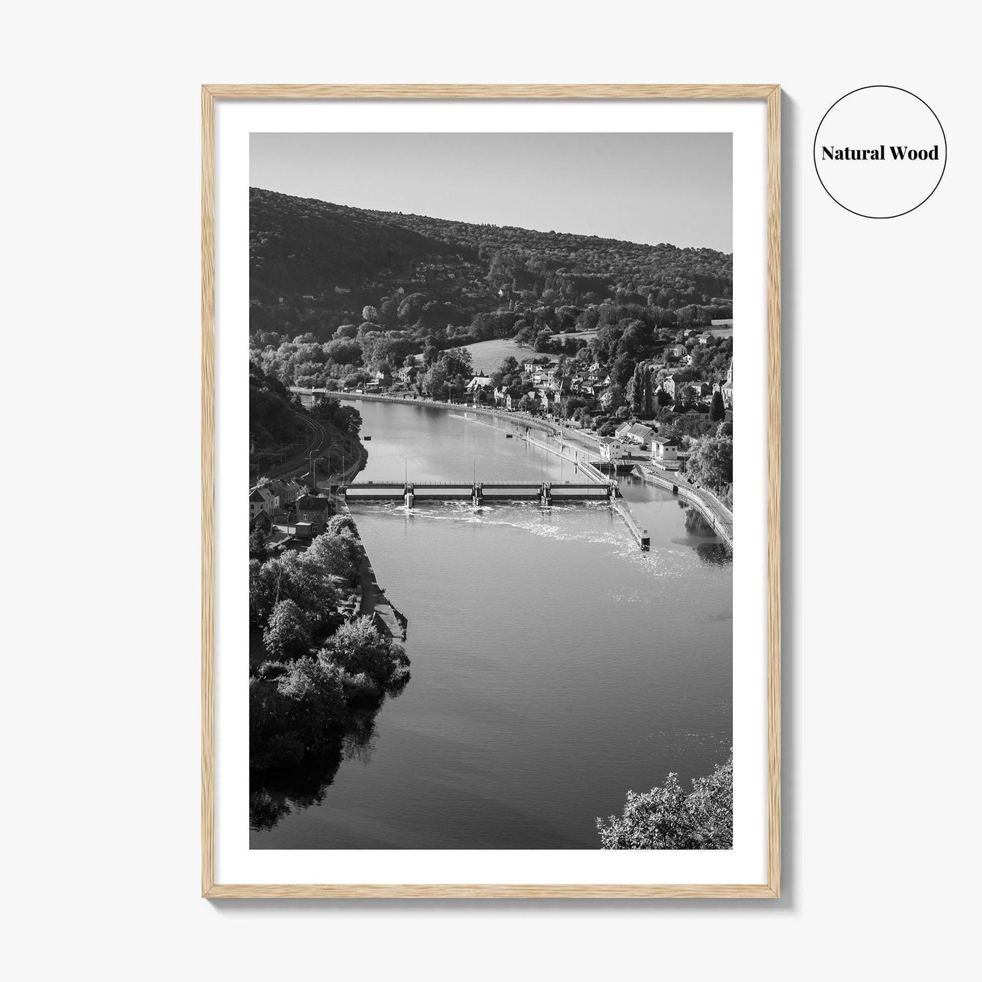 Ardennes Black and White Fine Art Photo Print, River Meuse Dinant Namur Poster
