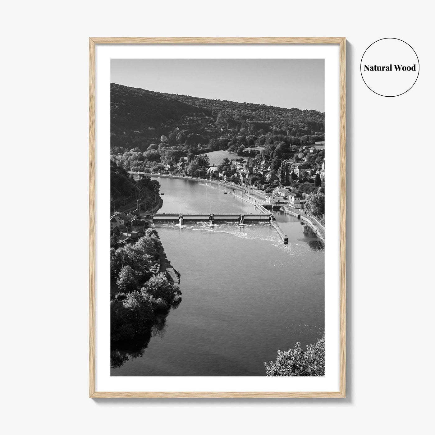 Ardennes Black and White Fine Art Photo Print, River Meuse Dinant Namur Poster