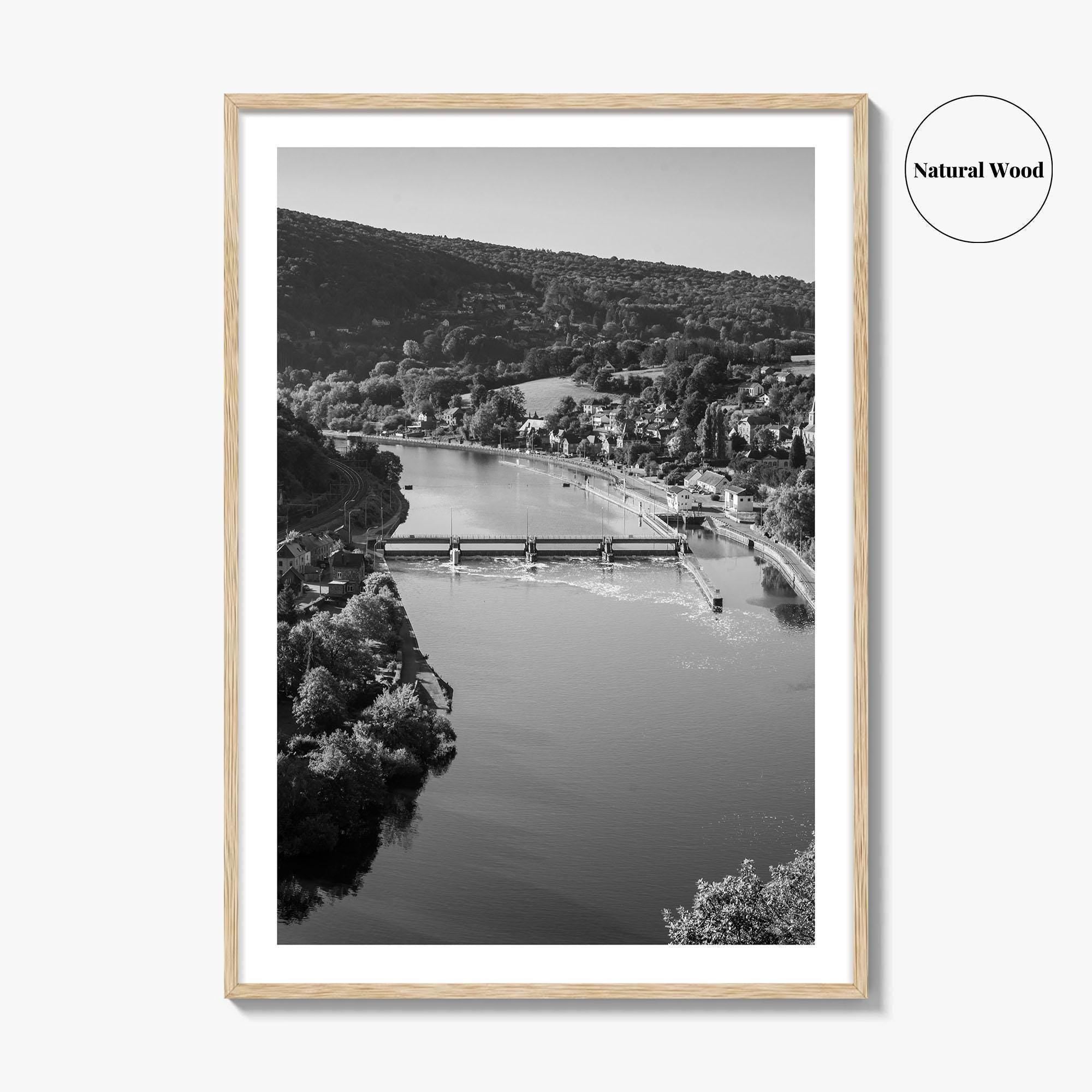 Ardennes Black and White Fine Art Photo Print, River Meuse Dinant Namur Poster