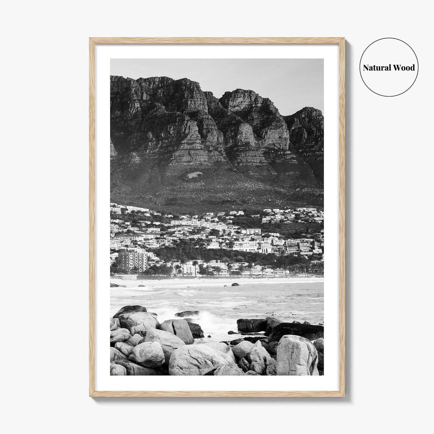 Cape Town Black and White Fine Art Photo Print, Camps Bay South Africa Poster