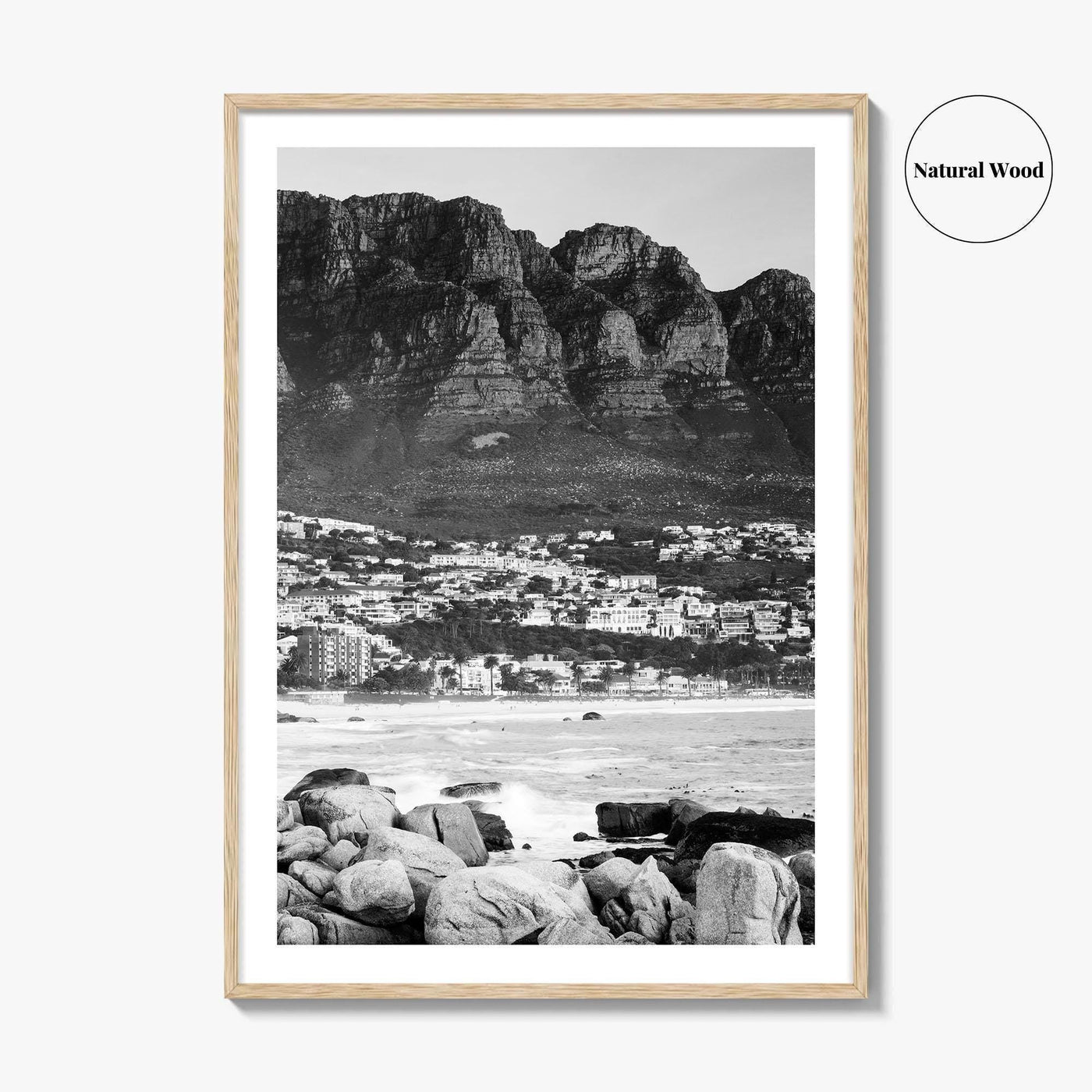 Cape Town Black and White Fine Art Photo Print, Camps Bay South Africa Poster
