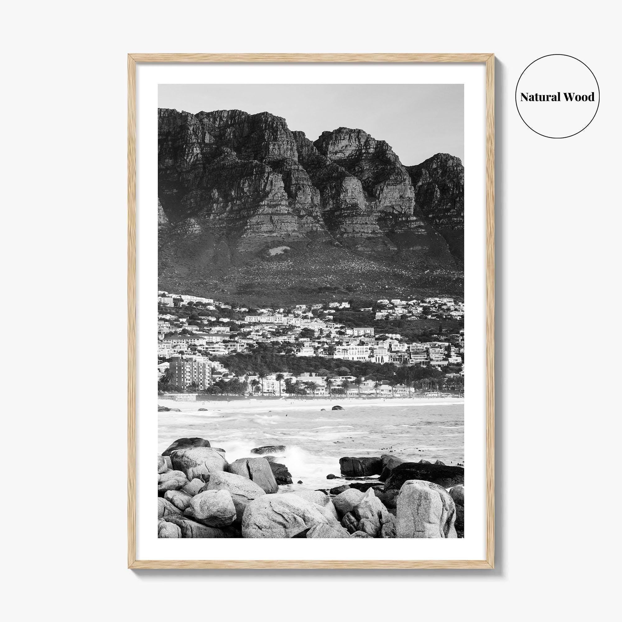 Cape Town Black and White Fine Art Photo Print, Camps Bay South Africa Poster
