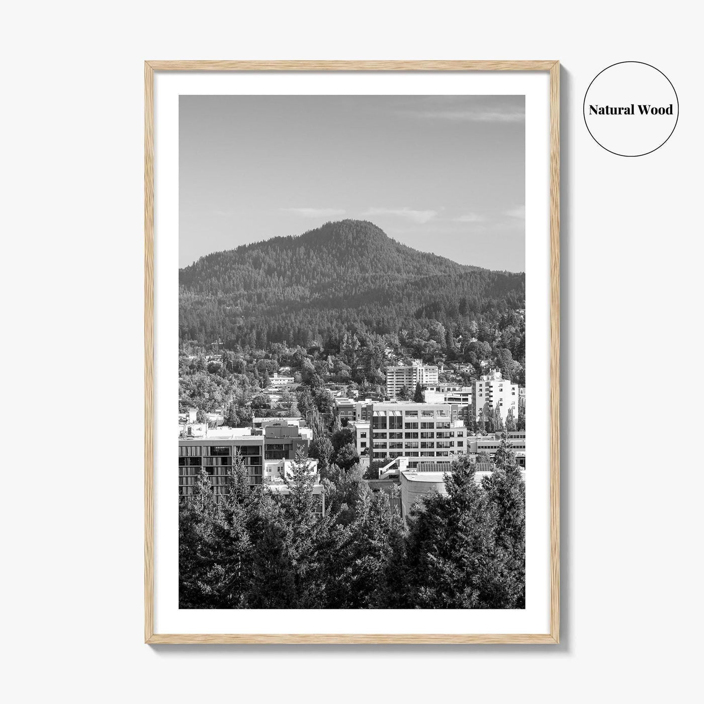 Eugene Skyline Black and White Fine Art Photo Print, Oregon Wall Poster, USA