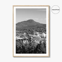 Eugene Skyline Black and White Fine Art Photo Print, Oregon Wall Poster, USA