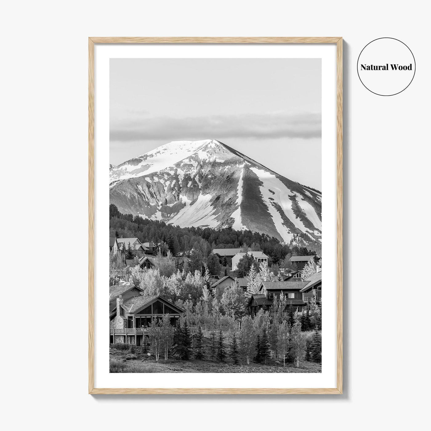 Mount Crested Butte Black and White Fine Art Photo Print, Colorado Poster