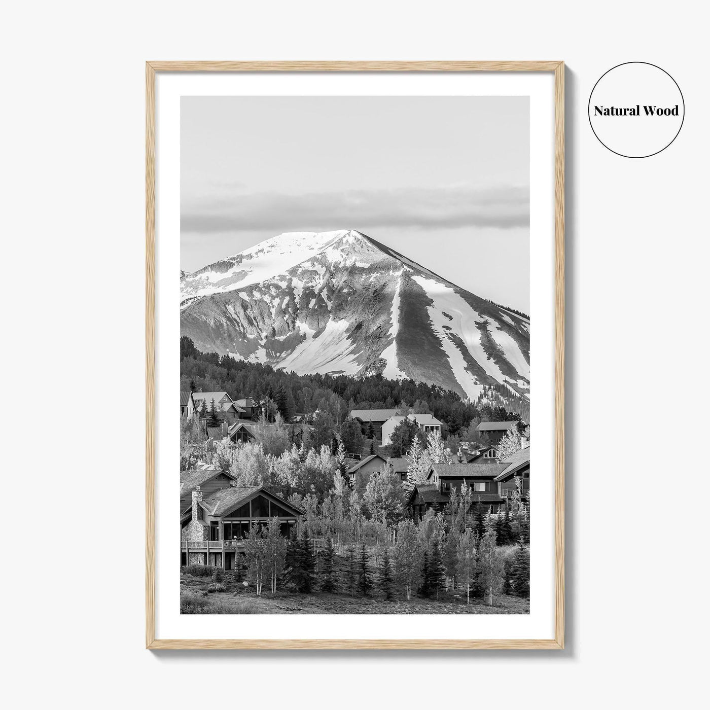 Mount Crested Butte Black and White Fine Art Photo Print, Colorado Poster