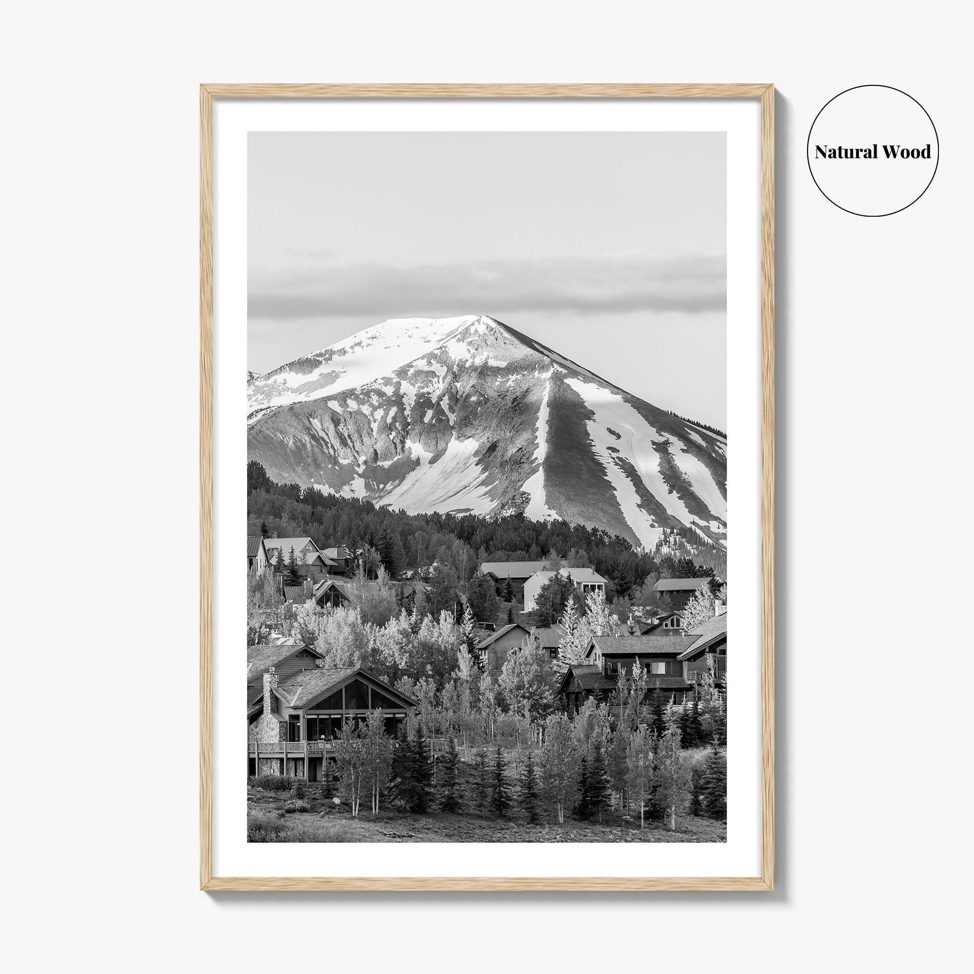 Mount Crested Butte Black and White Fine Art Photo Print, Colorado Poster
