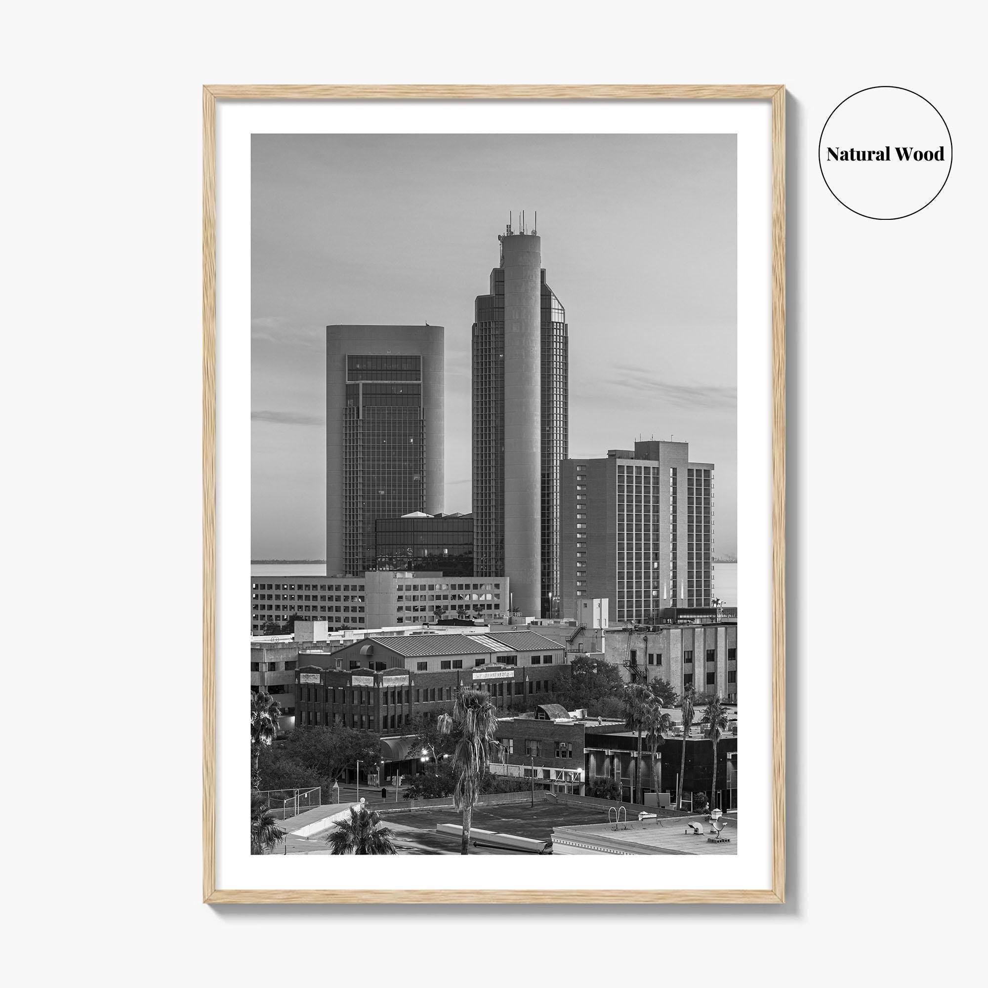 Corpus Christi Skyline Black and White Fine Art Photo Print, Texas Poster, USA Poster