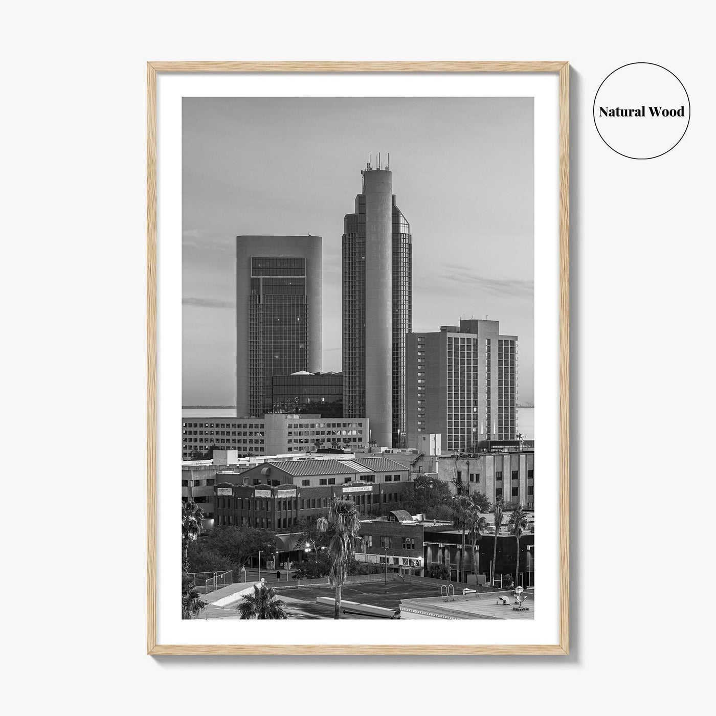 Corpus Christi Skyline Black and White Fine Art Photo Print, Texas Poster, USA Poster