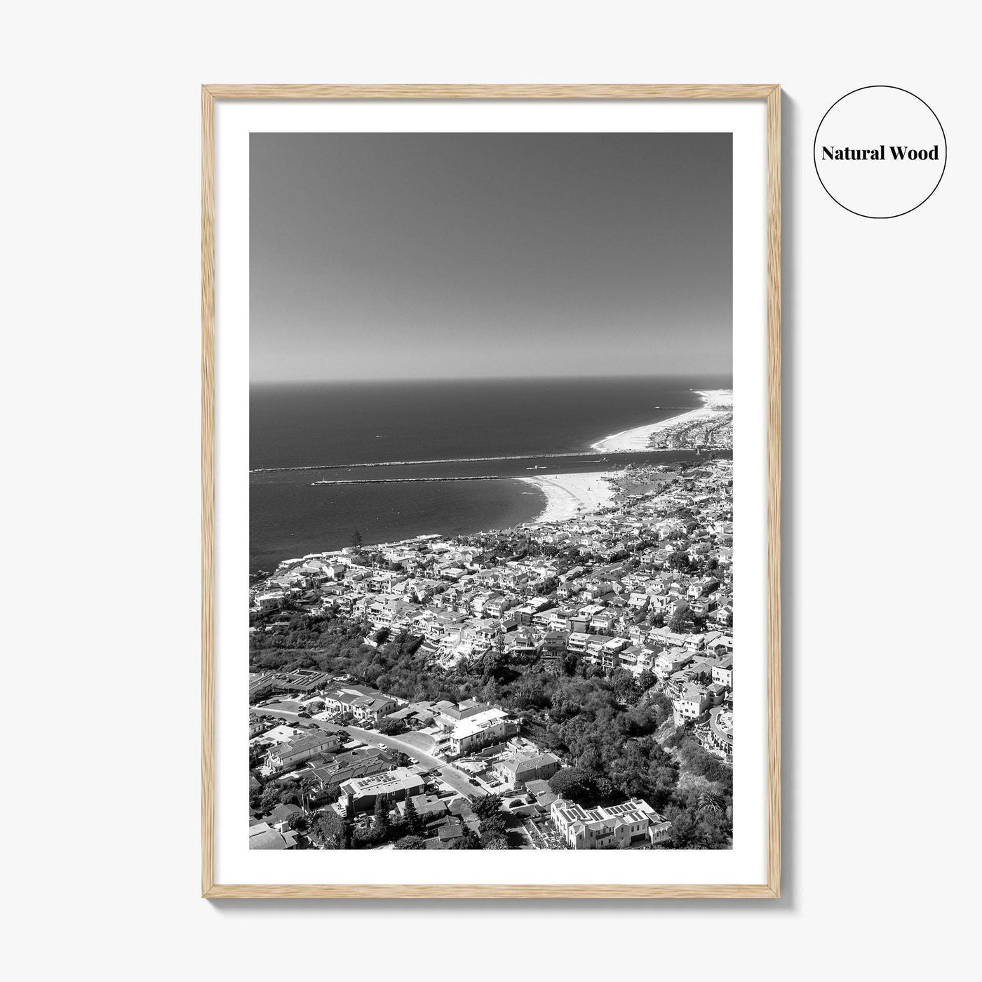 Corona Del Mar Black and White Fine Art Photo Print, Newport Beach California, Aerial