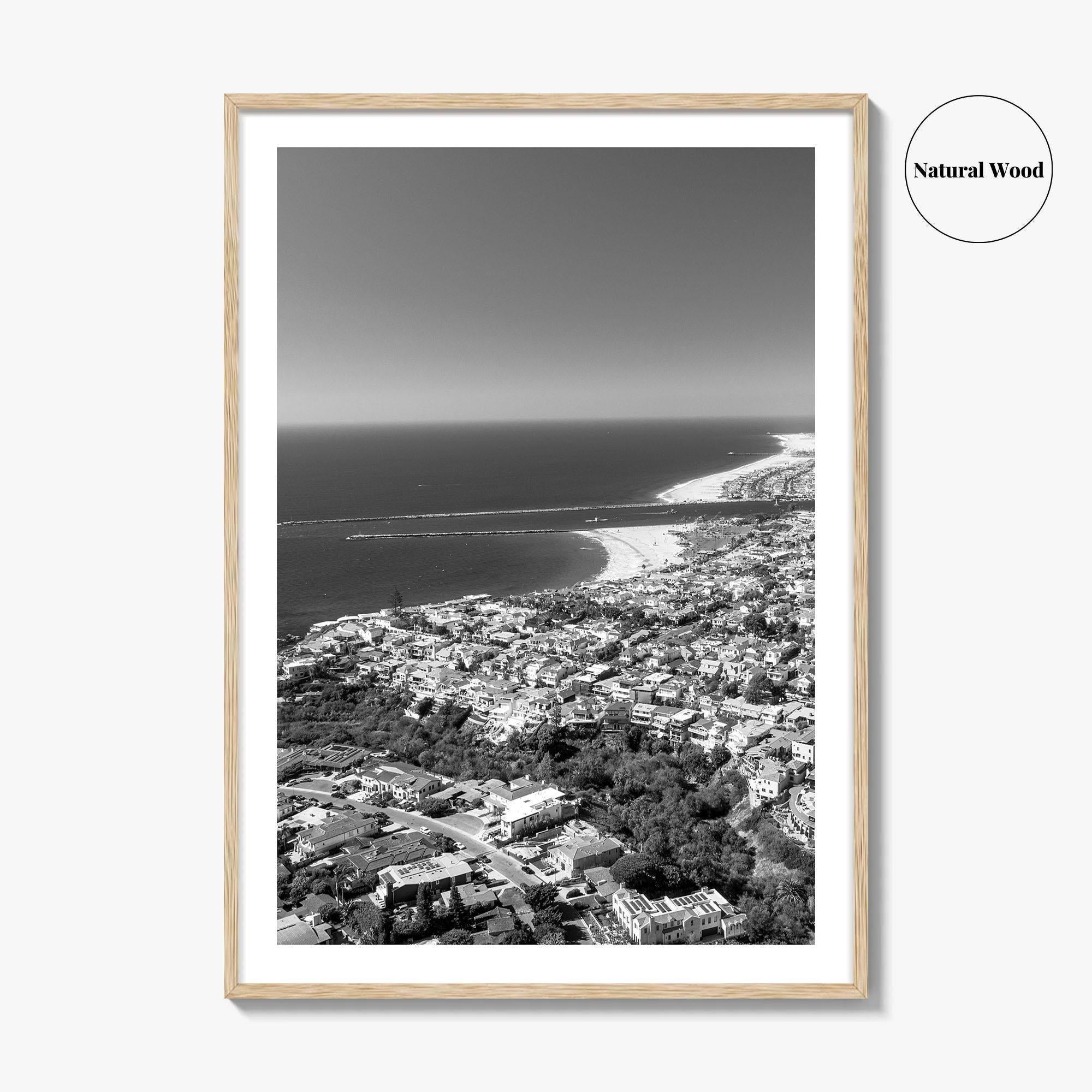 Corona Del Mar Black and White Fine Art Photo Print, Newport Beach California, Aerial