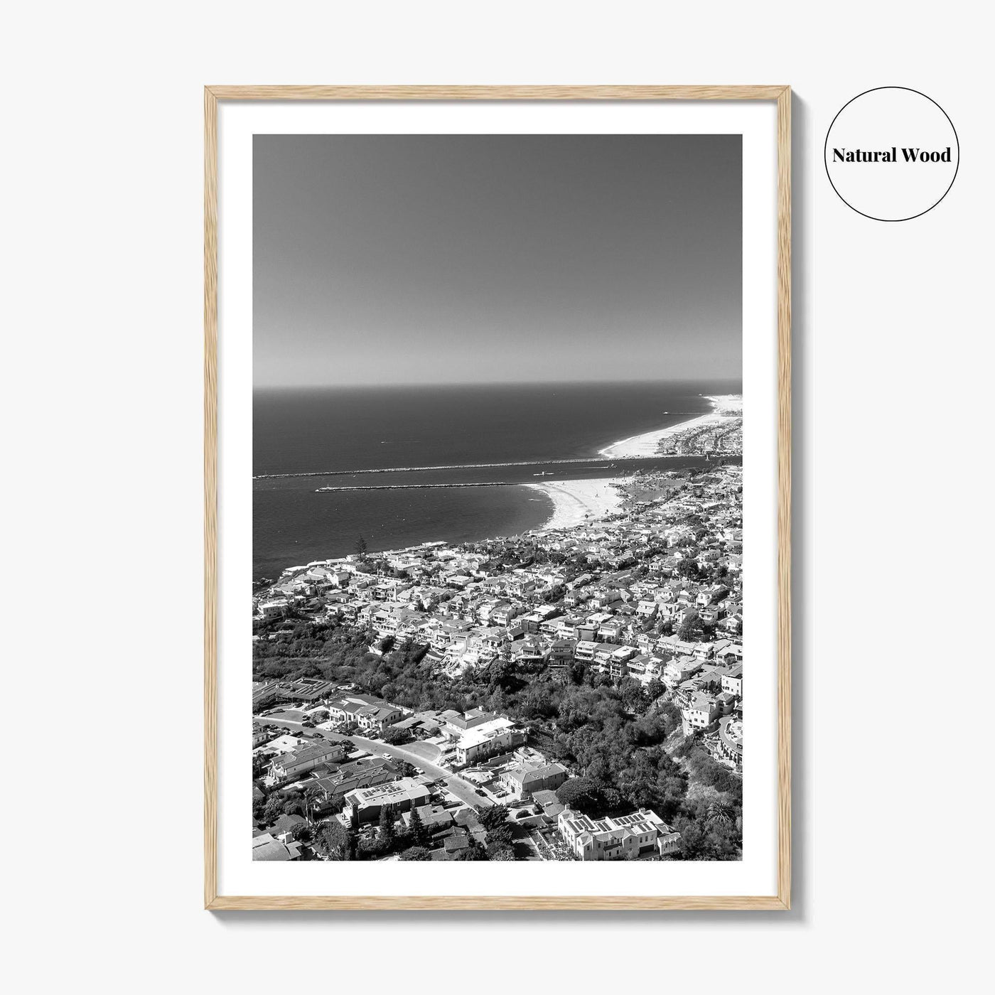 Corona Del Mar Black and White Fine Art Photo Print, Newport Beach California, Aerial
