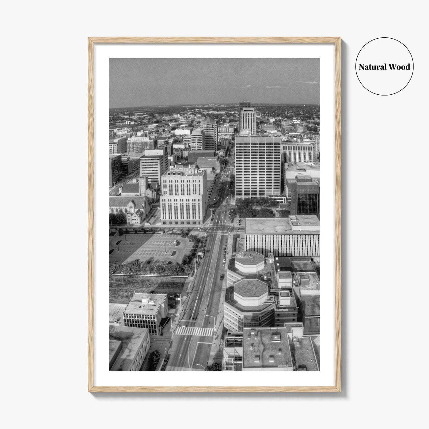 Dayton Skyline Black and White Fine Art Photo Print, Ohio, USA, Wall Decor, Poster
