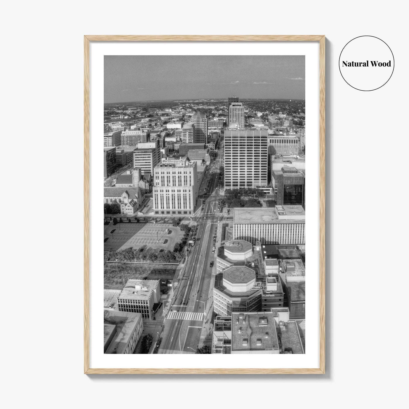 Dayton Skyline Black and White Fine Art Photo Print, Ohio, USA, Wall Decor, Poster