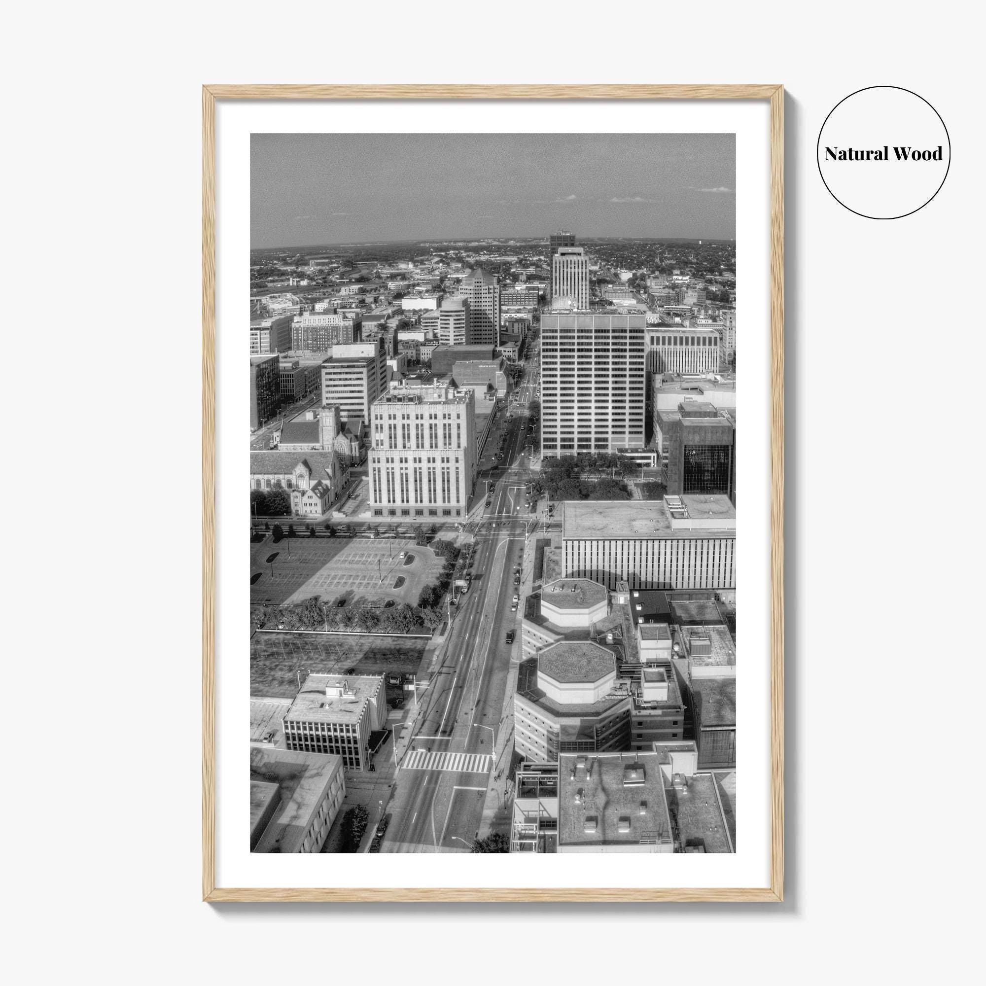 Dayton Skyline Black and White Fine Art Photo Print, Ohio, USA, Wall Decor, Poster