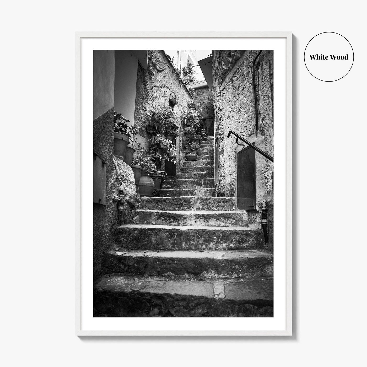 Cinque Terre Black and White Fine Art Photo Print, Riomaggiore Italy Poster