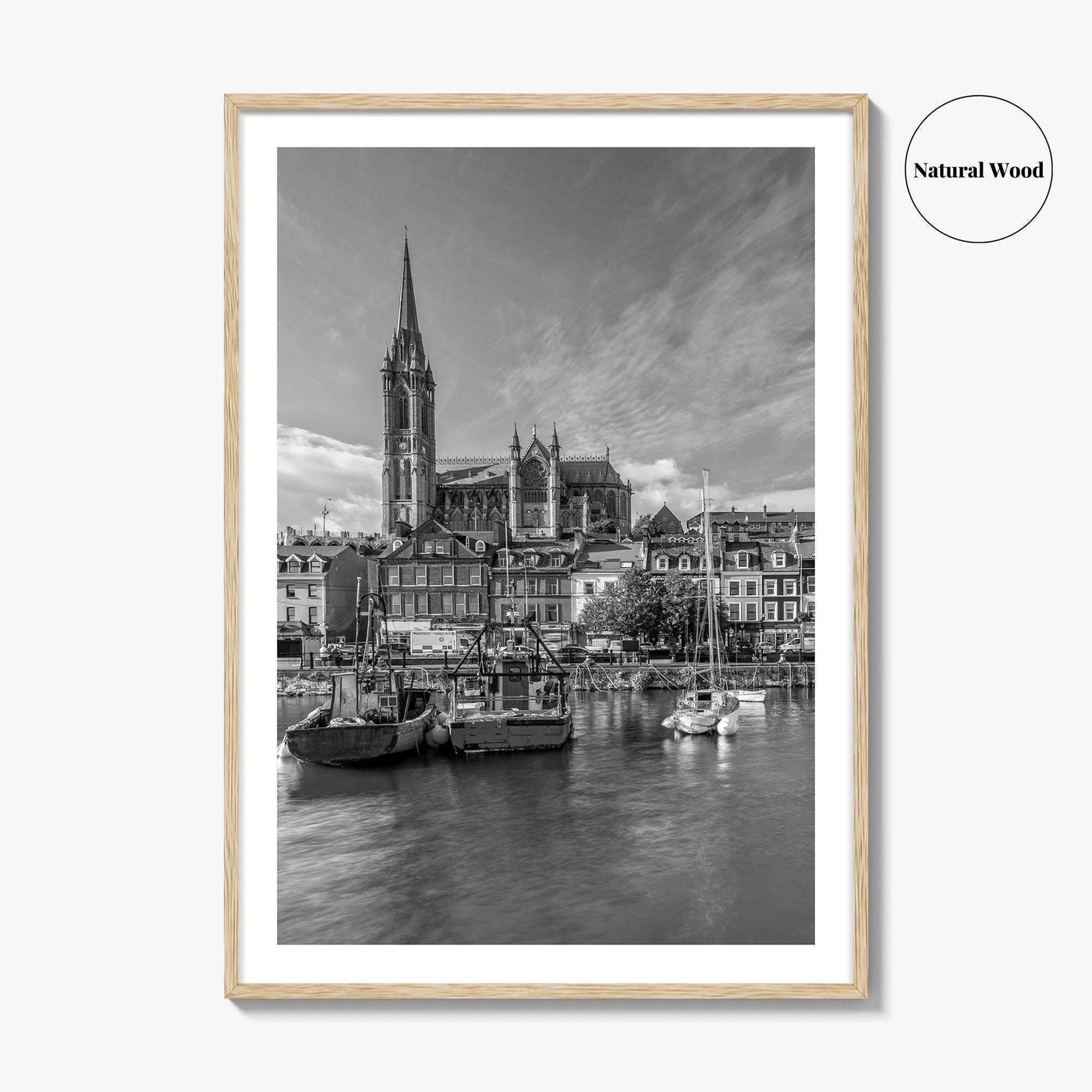 Cork Black and White Fine Art Photo Print, Cobh Cathedral Ireland Poster