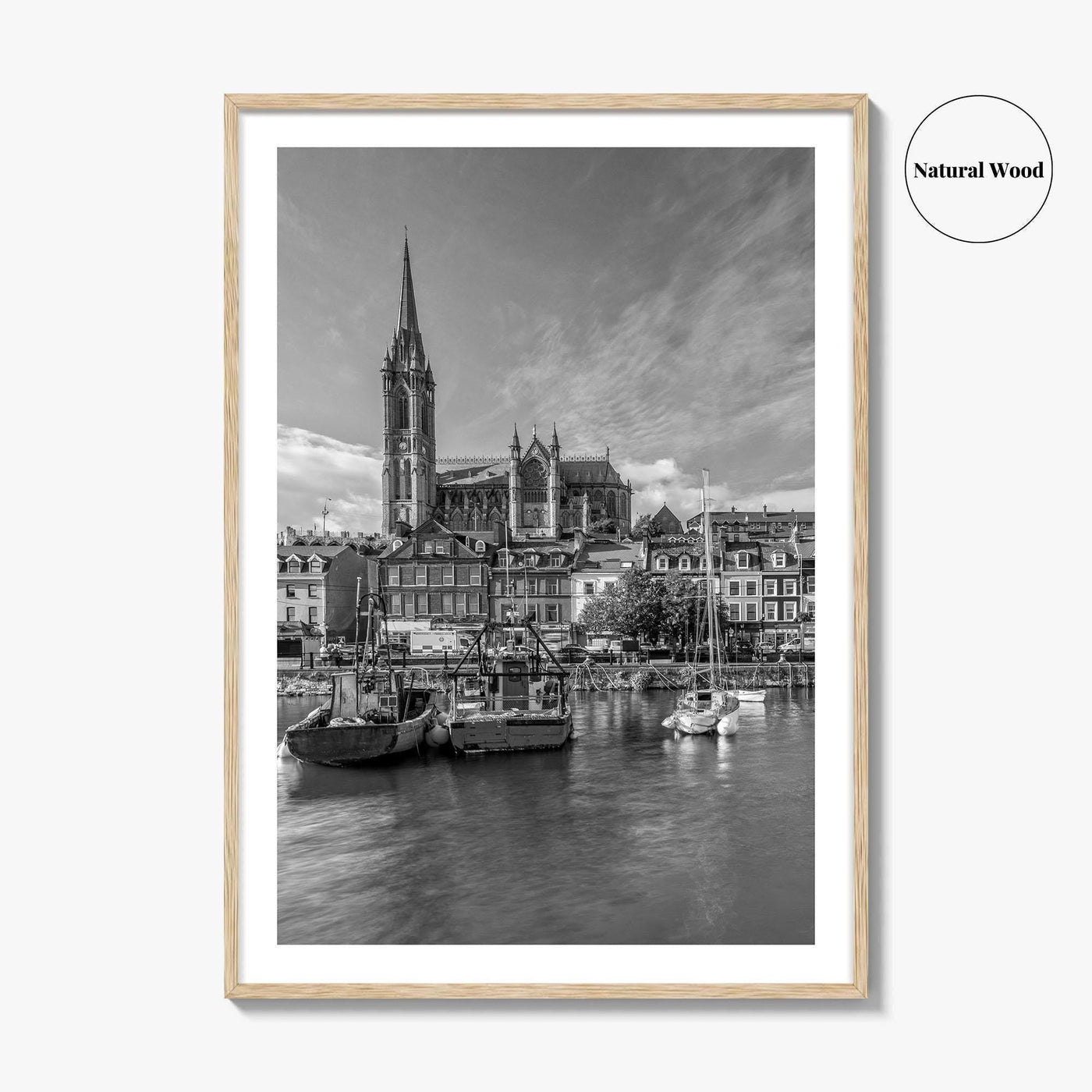 Cork Black and White Fine Art Photo Print, Cobh Cathedral Ireland Poster