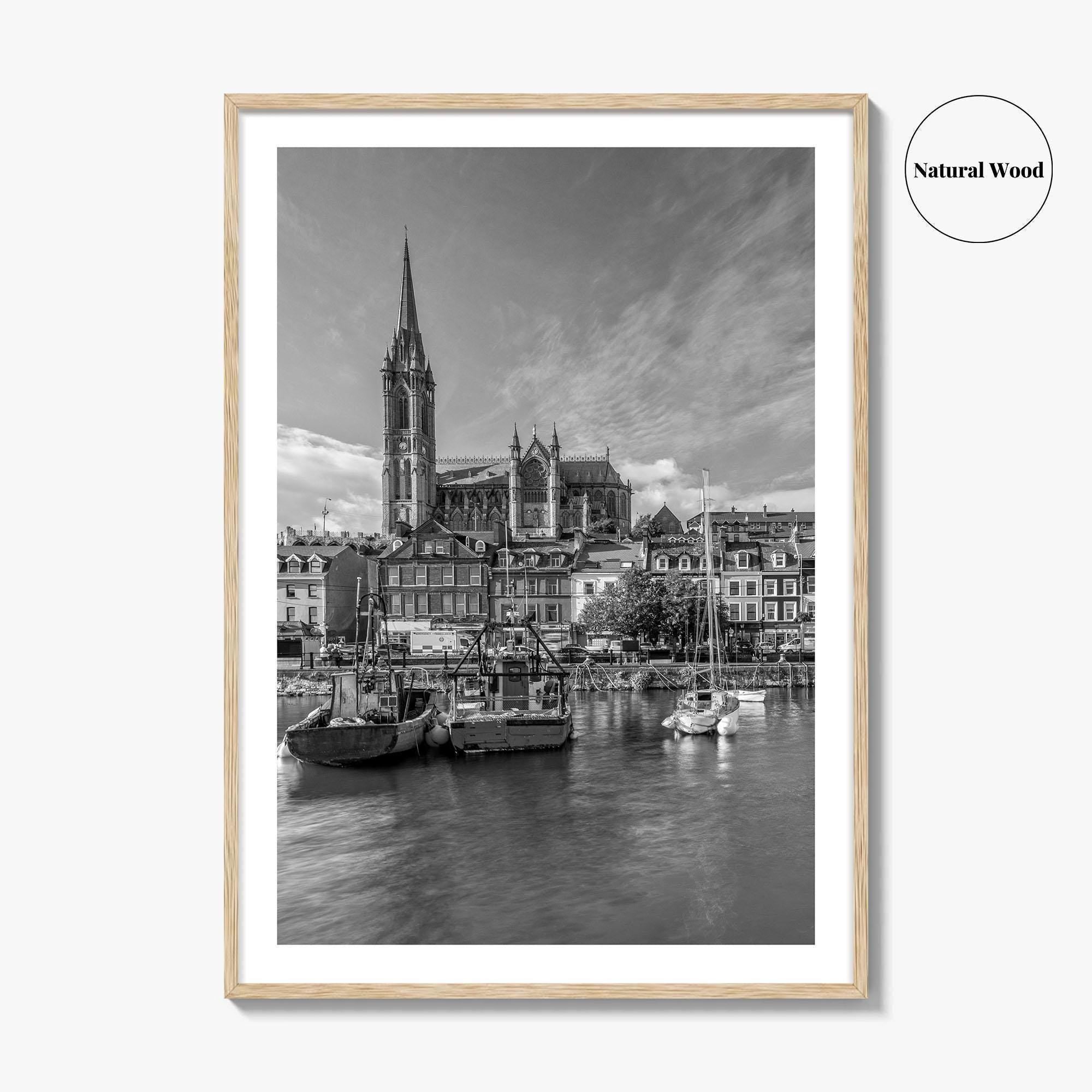 Cork Black and White Fine Art Photo Print, Cobh Cathedral Ireland Poster