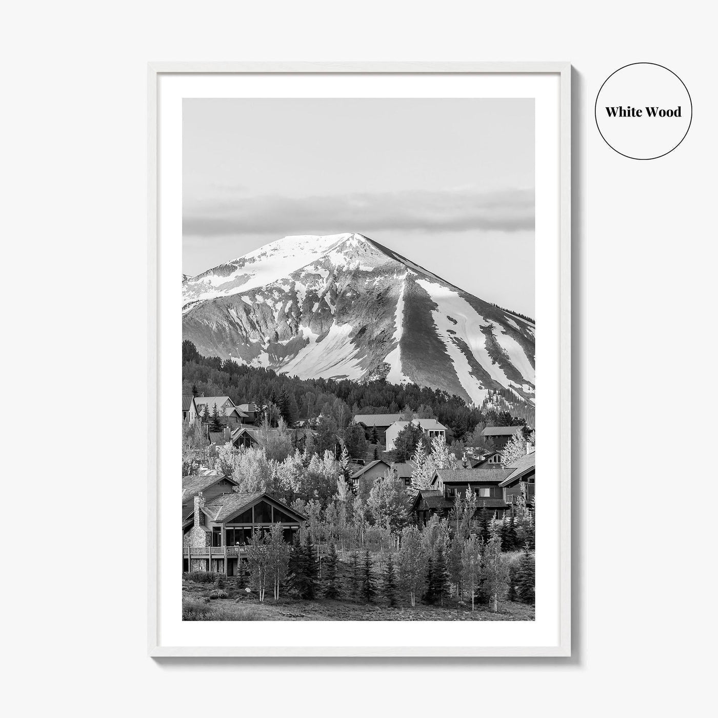 Mount Crested Butte Black and White Fine Art Photo Print, Colorado Poster