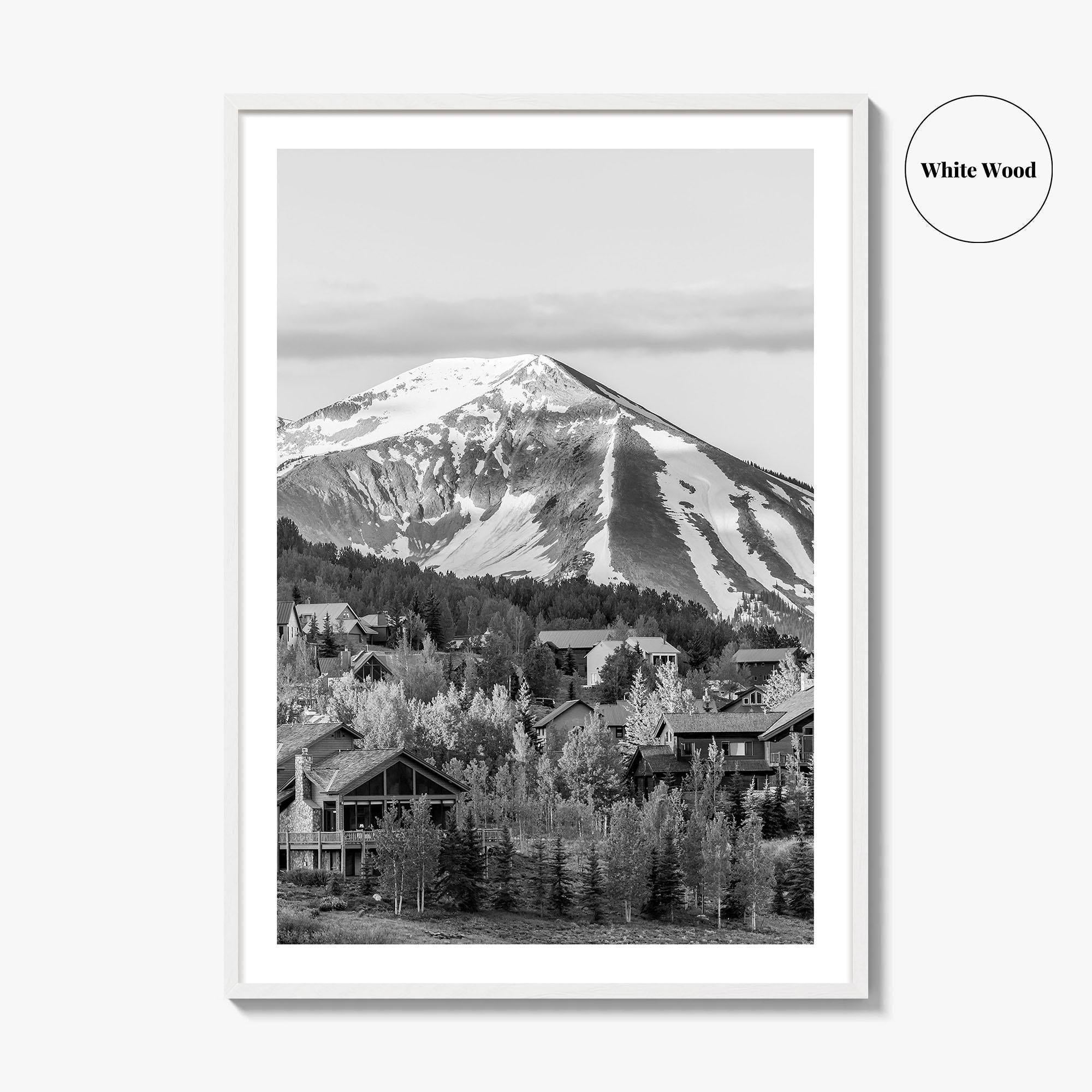 Mount Crested Butte Black and White Fine Art Photo Print, Colorado Poster