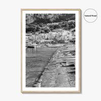 Capri Black and White Fine Art Photo Print, Marina Grande Italy Harbor Boats Poster