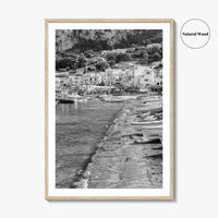Capri Black and White Fine Art Photo Print, Marina Grande Italy Harbor Boats Poster