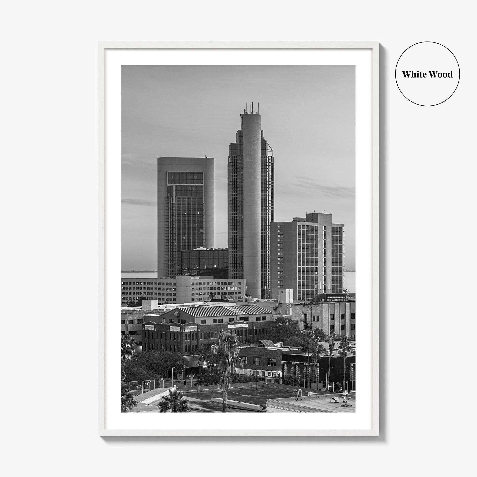 Corpus Christi Skyline Black and White Fine Art Photo Print, Texas Poster, USA Poster