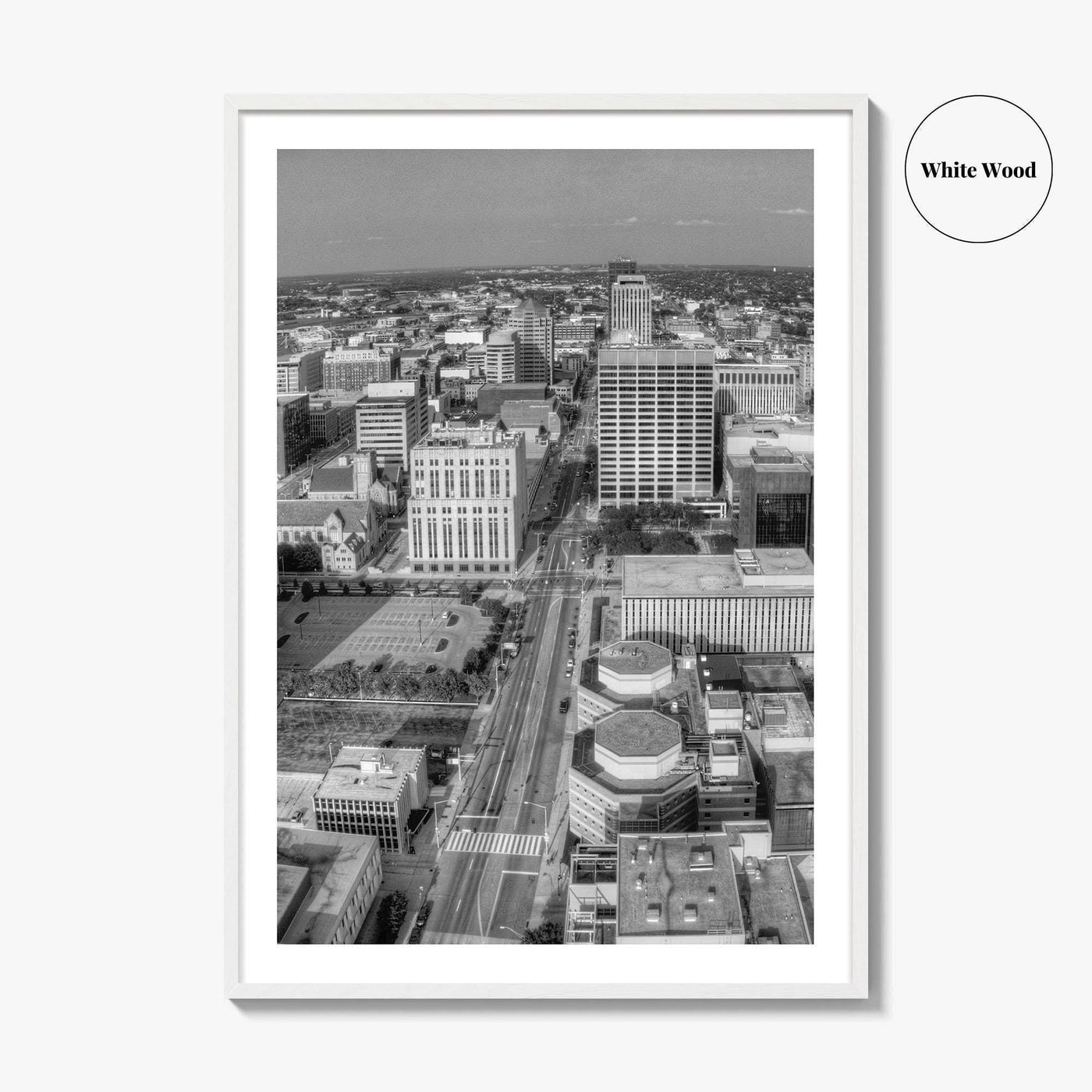 Dayton Skyline Black and White Fine Art Photo Print, Ohio, USA, Wall Decor, Poster