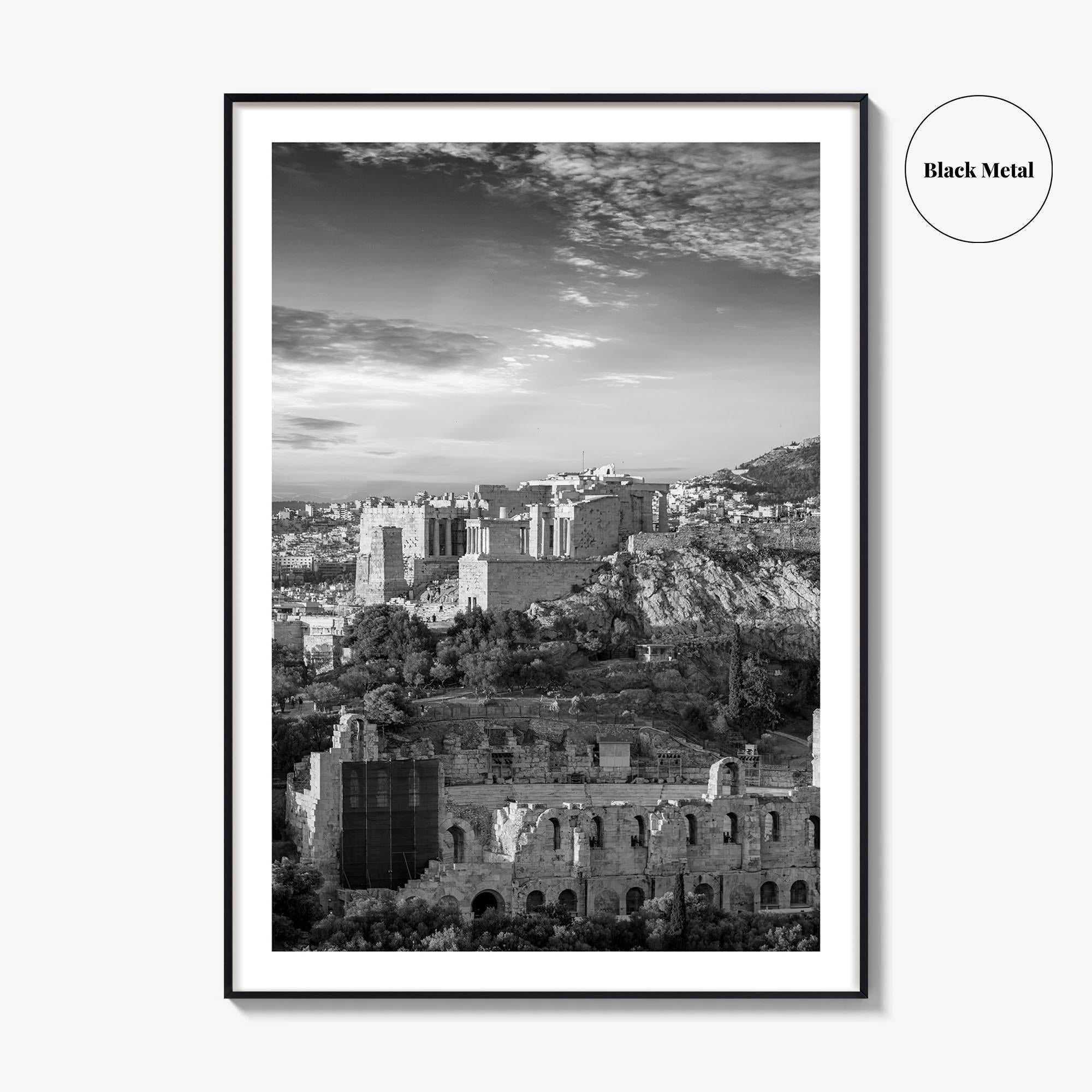 Athens Black and White Fine Art Photo Print, Acropolis Parthenon, Greece Wall Decor Poster