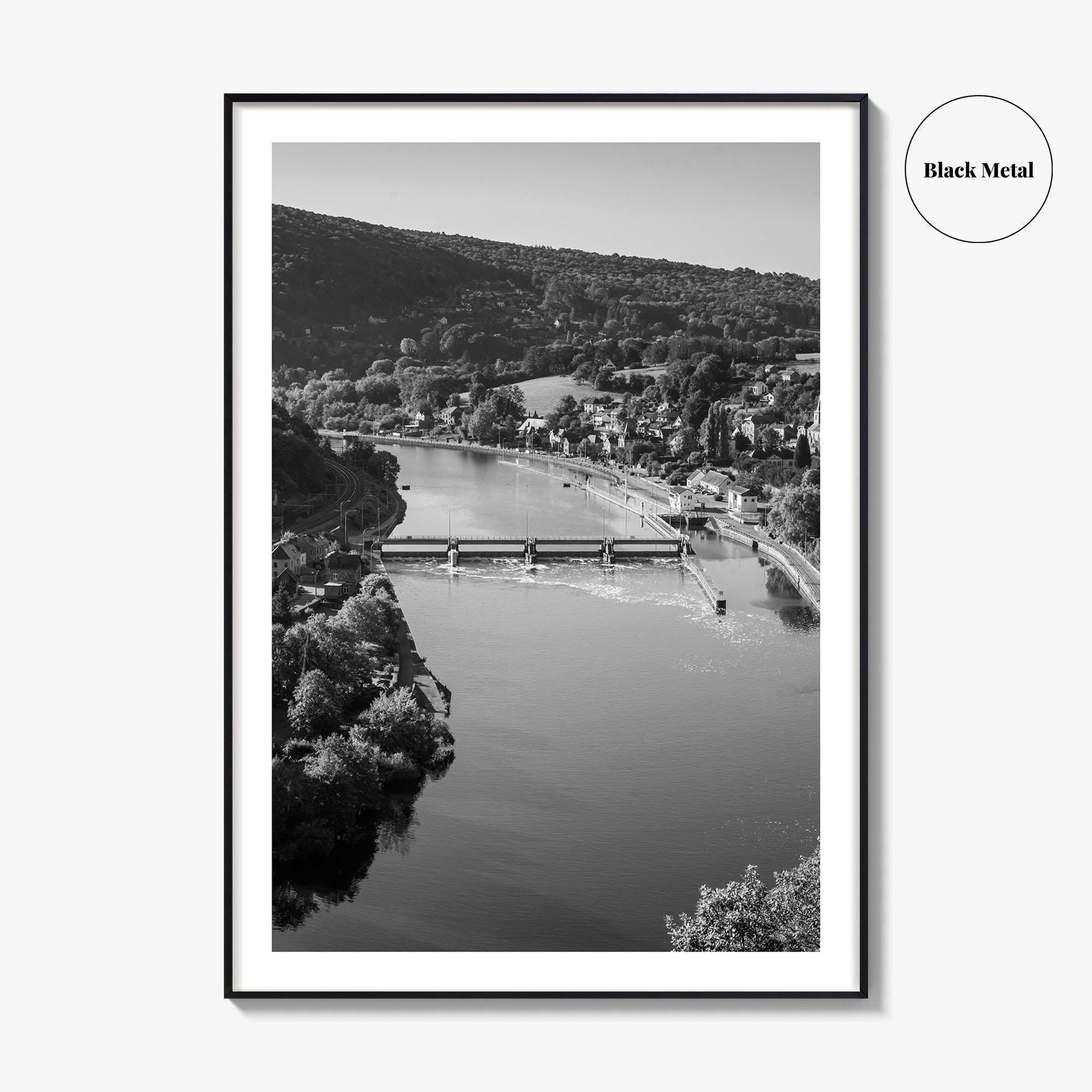 Ardennes Black and White Fine Art Photo Print, River Meuse Dinant Namur Poster