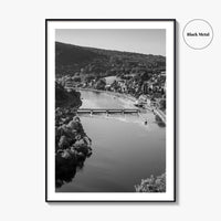 Ardennes Black and White Fine Art Photo Print, River Meuse Dinant Namur Poster