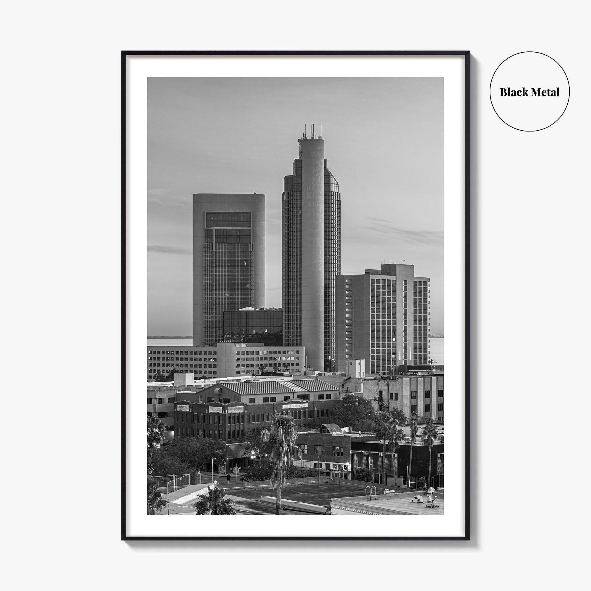 Corpus Christi Skyline Black and White Fine Art Photo Print, Texas Poster, USA Poster