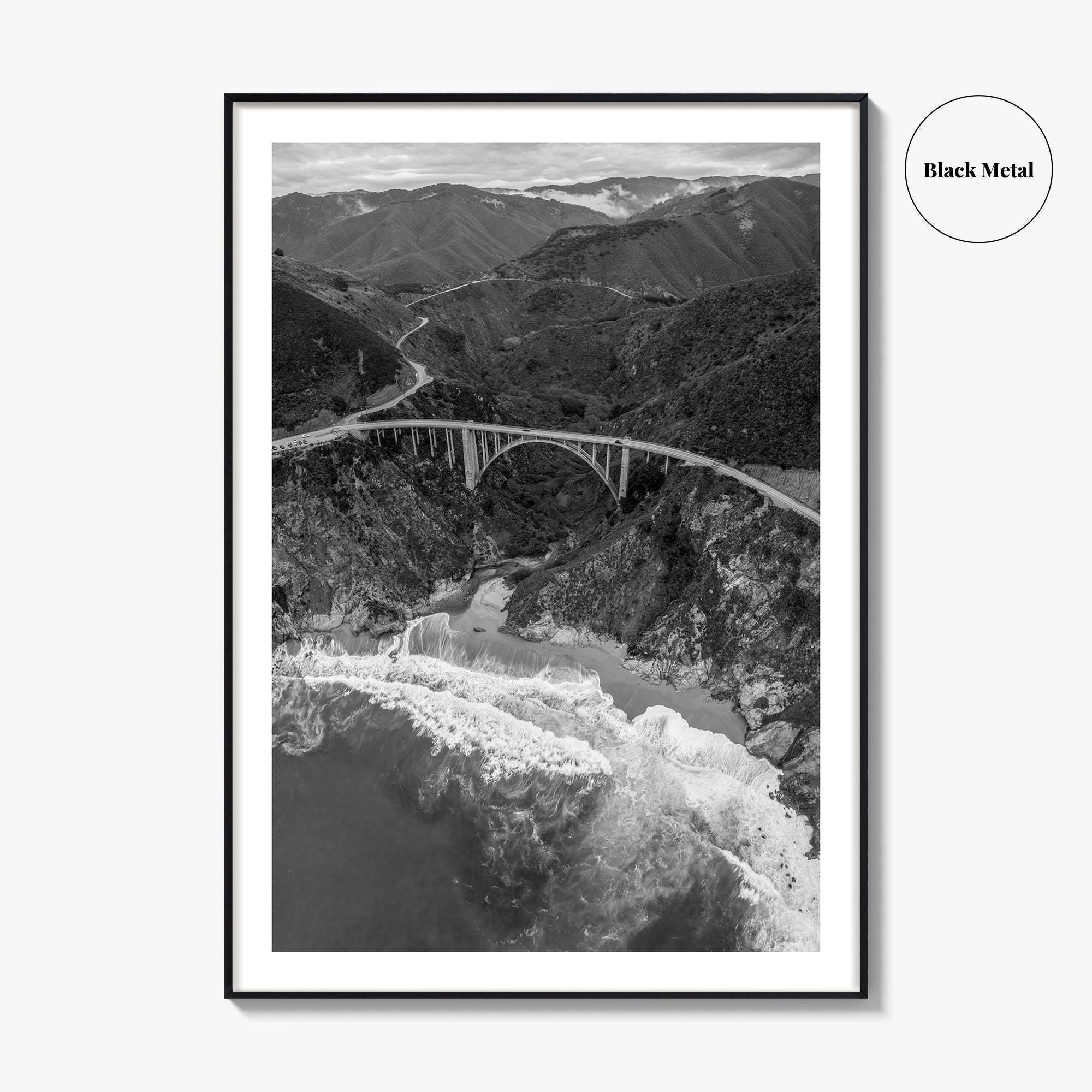 Big Sur Black and White Fine Art Photo Print, Bixby Creek Bridge, California Poster