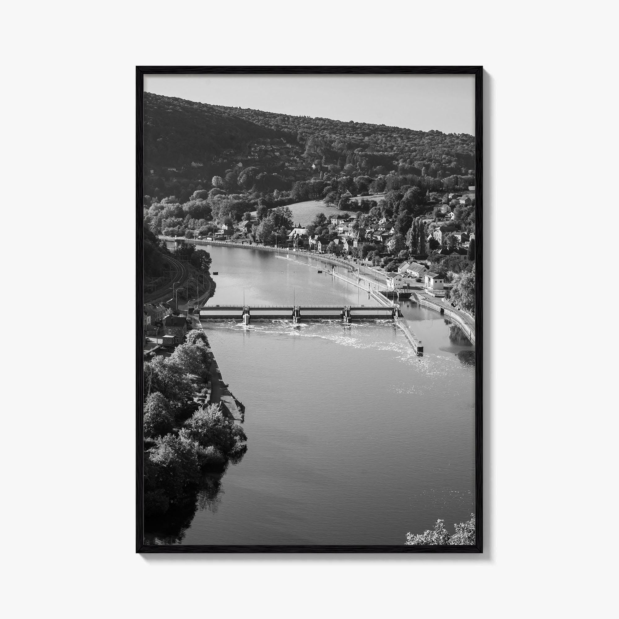 Ardennes Black and White Fine Art Photo Print, River Meuse Dinant Namur Poster